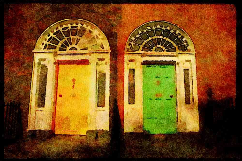 Ireland Emerald Isle 017097 Doors, Dublin A4 Limited Edition Watercolour Print