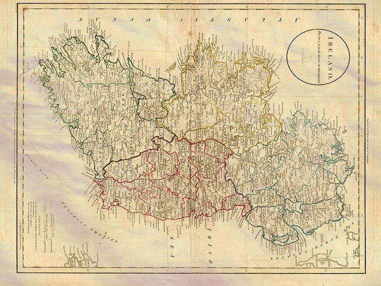 Ireland Map Russell 1811 Vintage A4 Photo Print