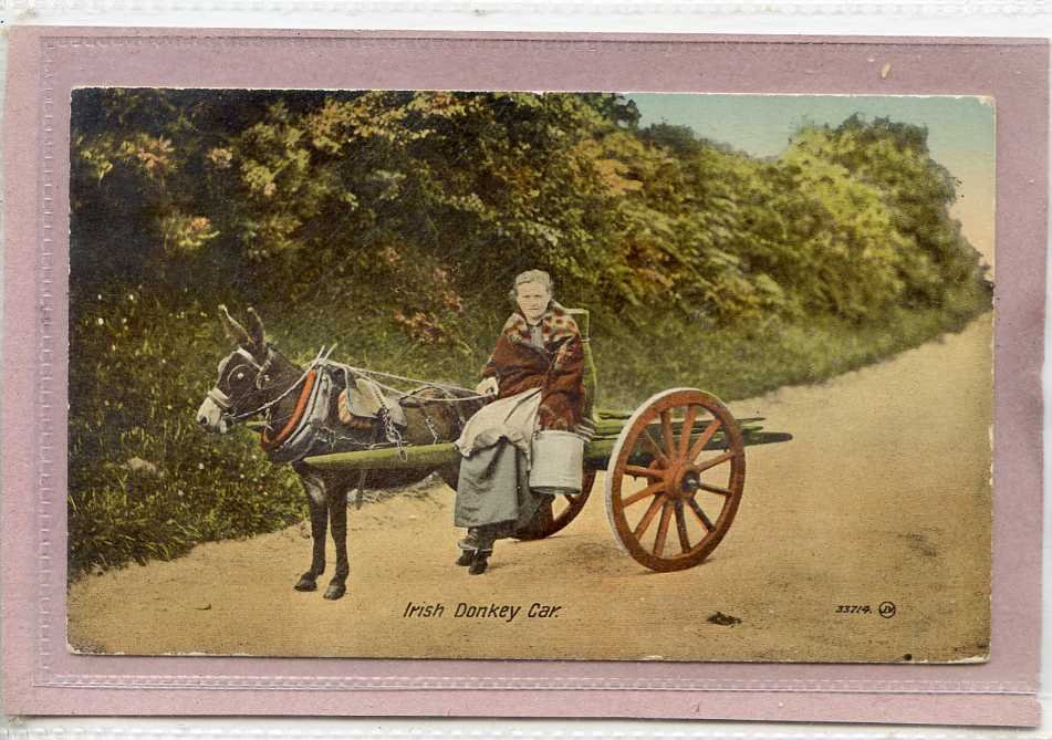Irish Donkey Car Vintage A4 Photo Print