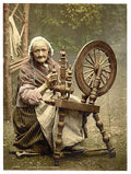 Irish Spinner and Spinning Wheel County Galway Vintage A4 Photo Print