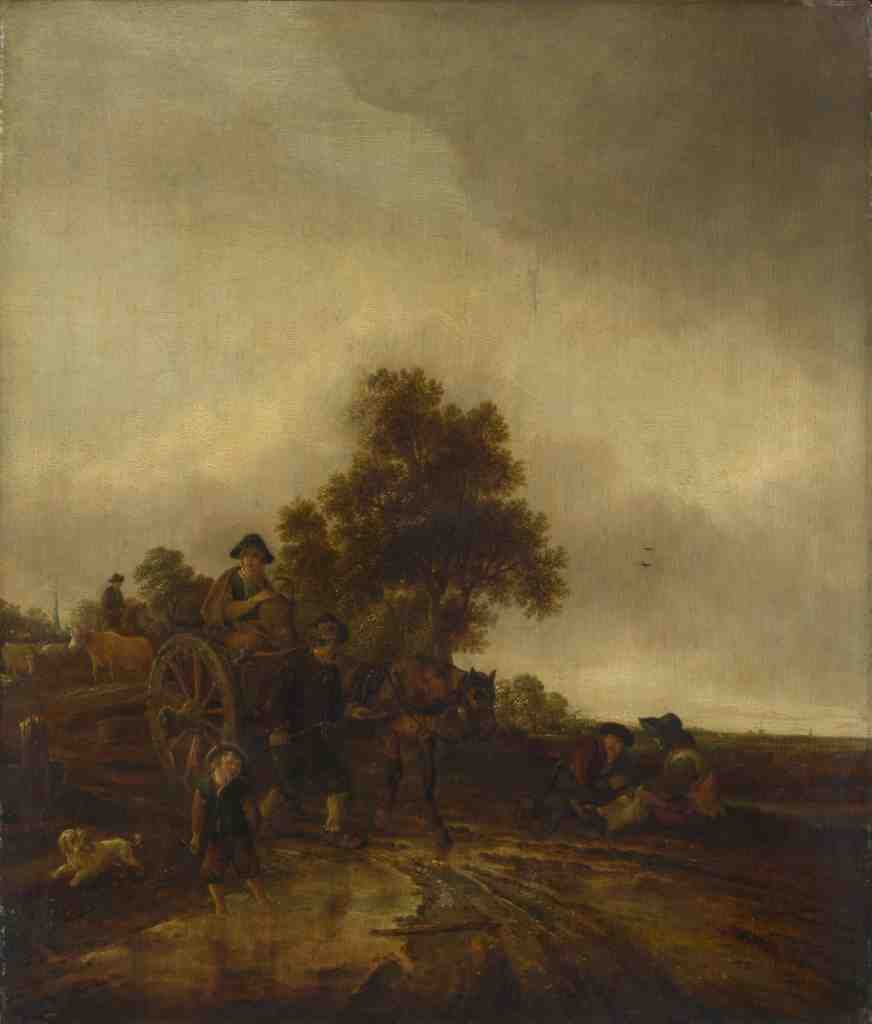 Isack van Ostade A Landscape with Peasants and a Cart A4 Photo Print