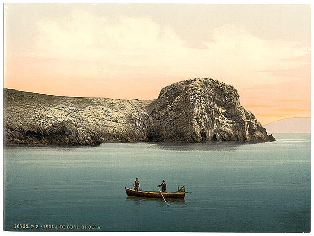 Island of Busi caves Dalmatia Vintage A4 Photo Print