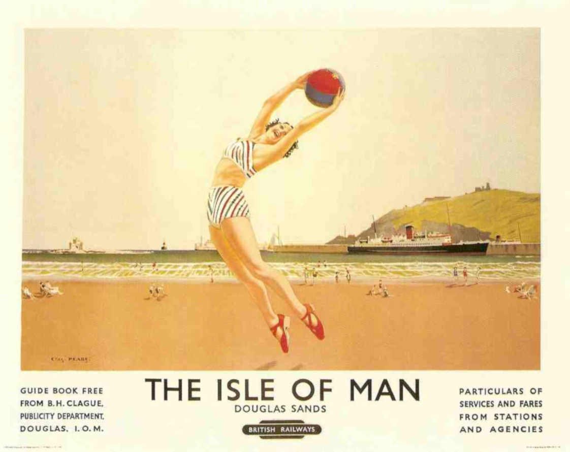 Isle Man Beach Vintage Retro Advert Ads A4 Photo Print