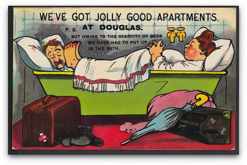 Isle Of Man Comic Jolly Good Apartments Douglas In The Bath Vintage A4 Photo Print