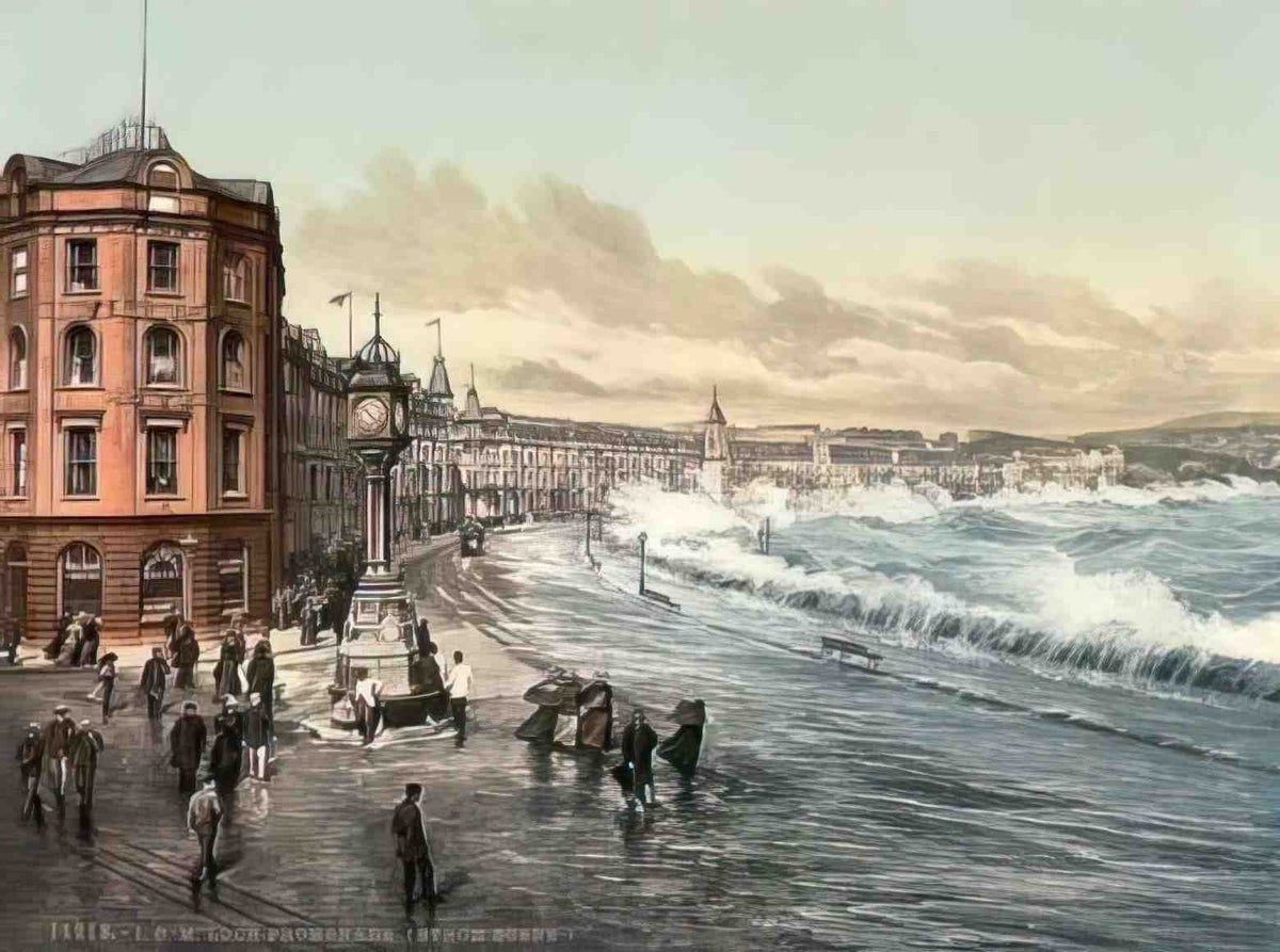 Isle of Man Douglas Loch Promenade Storm Scene Vintage A4 Photo Print
