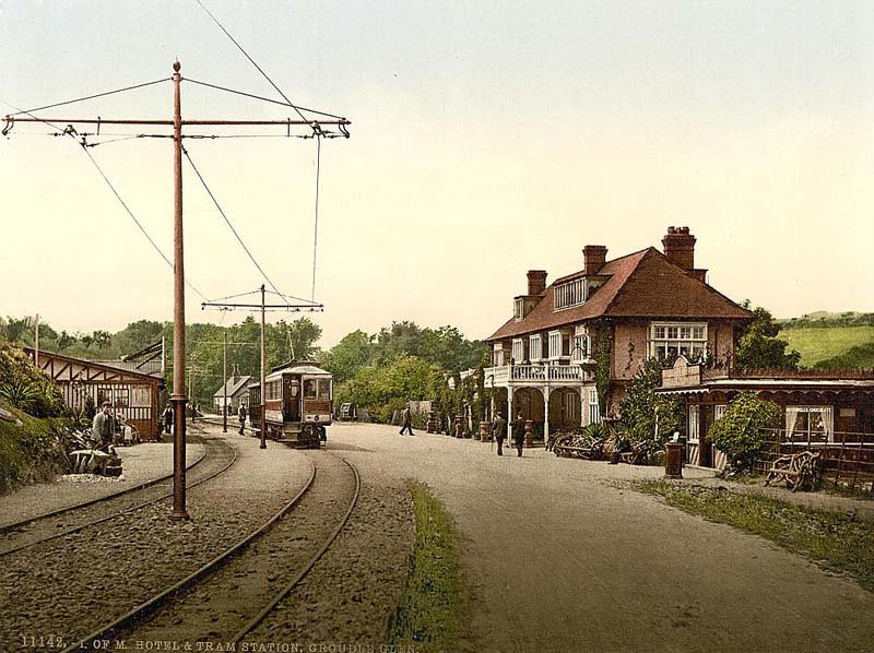Isle of Man Groudle Glen Hotel and TRam Station vintage old A4 Photo Print
