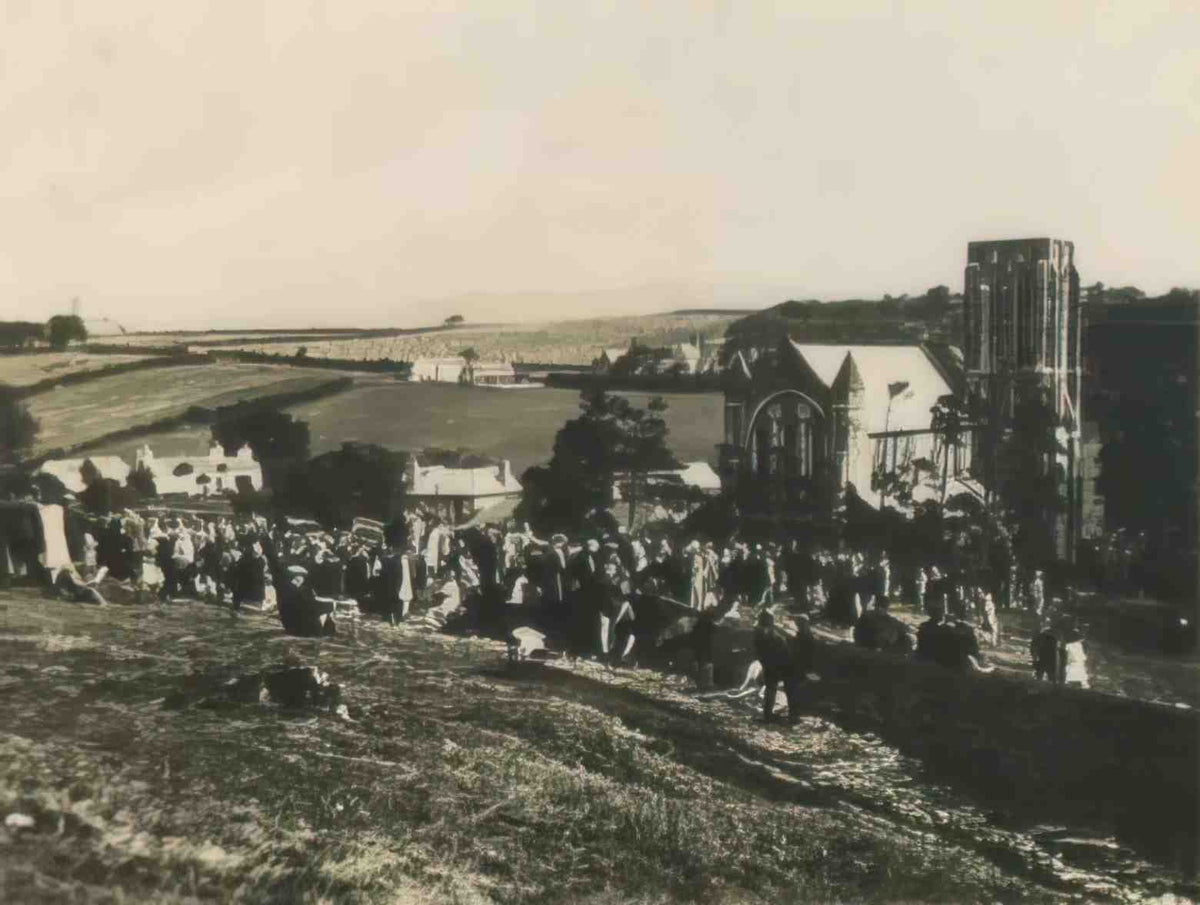 Isle of Man Kirk Braddan Sunday Open Air Service c 1920s Vintage A4 Photo Print