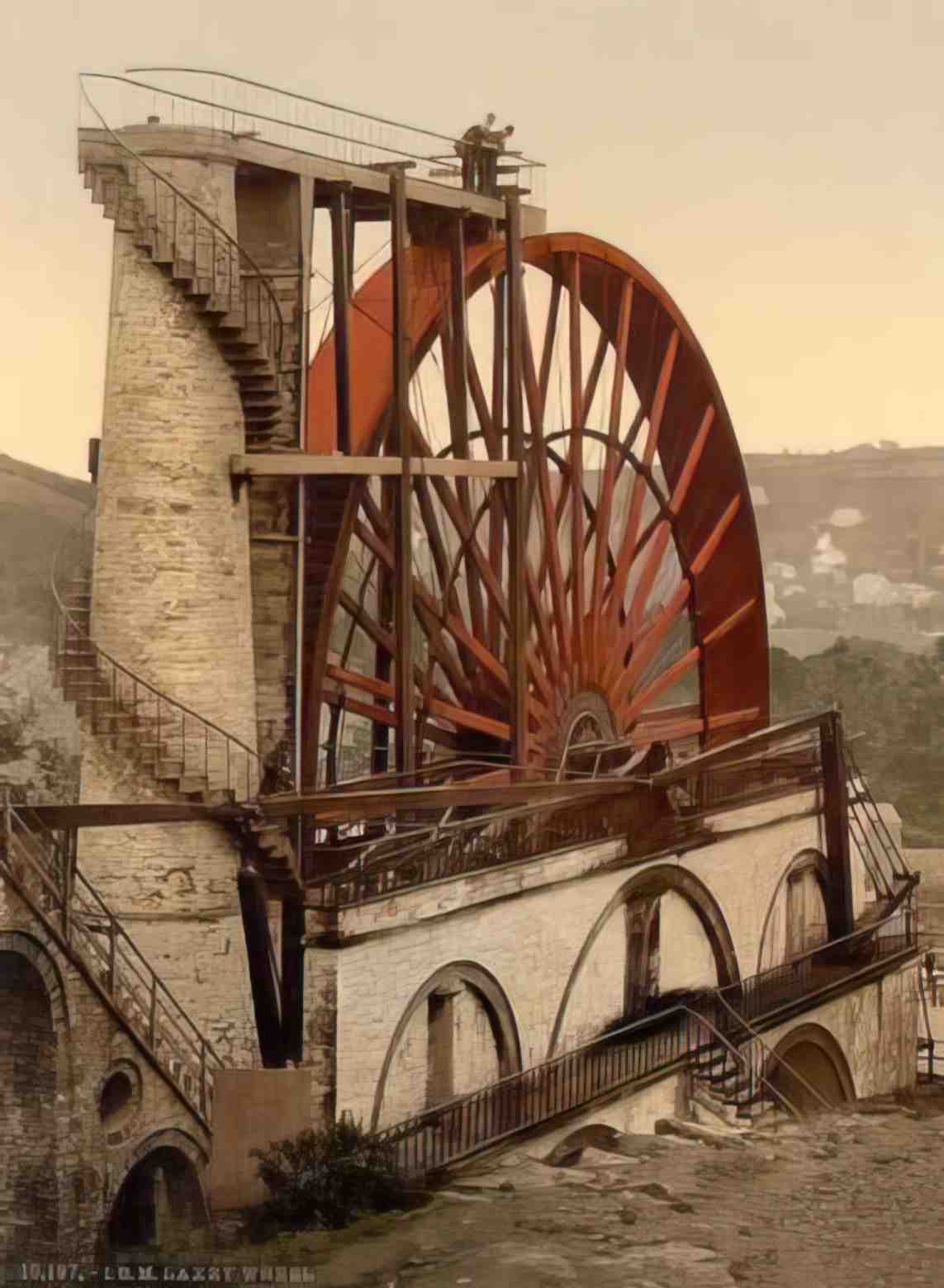 Isle of Man Laxey Wheel Vintage A4 Photo Print