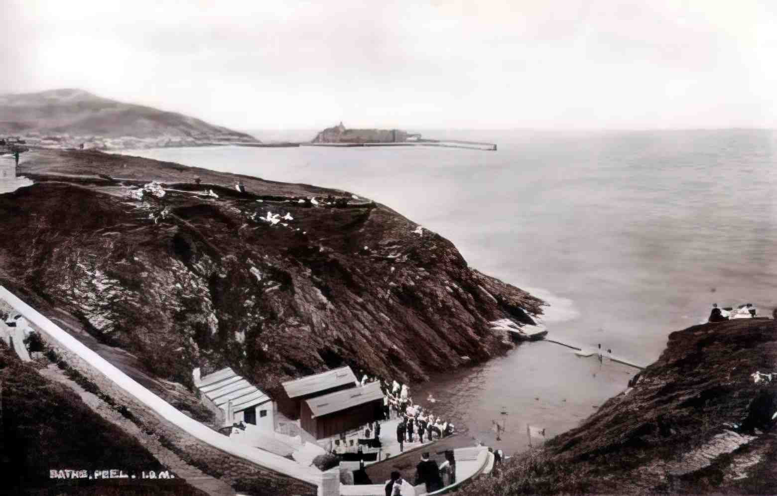 Isle of Man Peel Baths Vintage A4 Photo Print