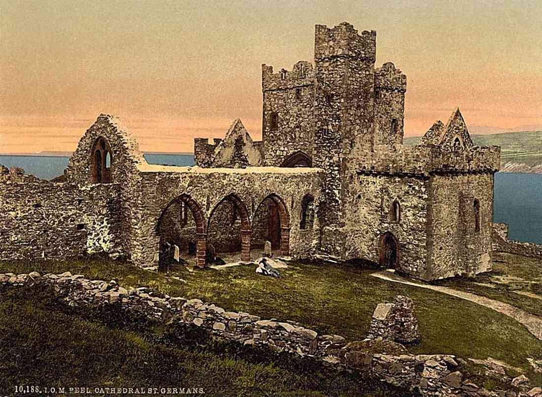 Isle of Man Peel Cathedral St Germans vintage old A4 Photo Print