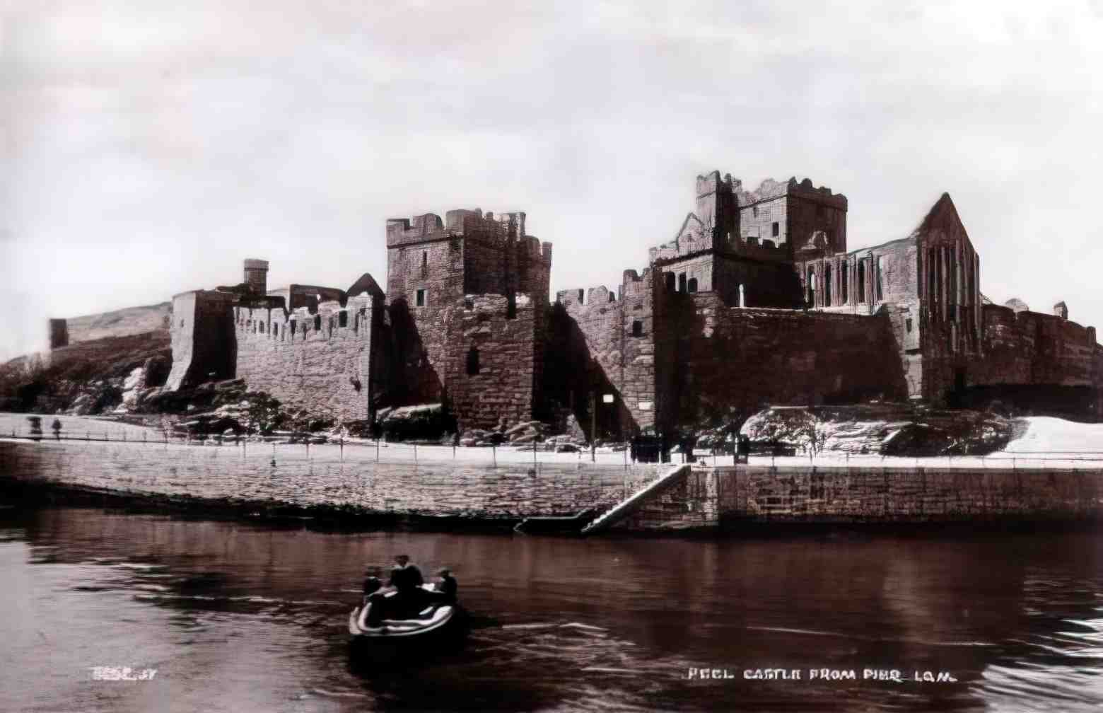 Isle of Man Peel Peel Castle from the Pier Vintage A4 Photo Print