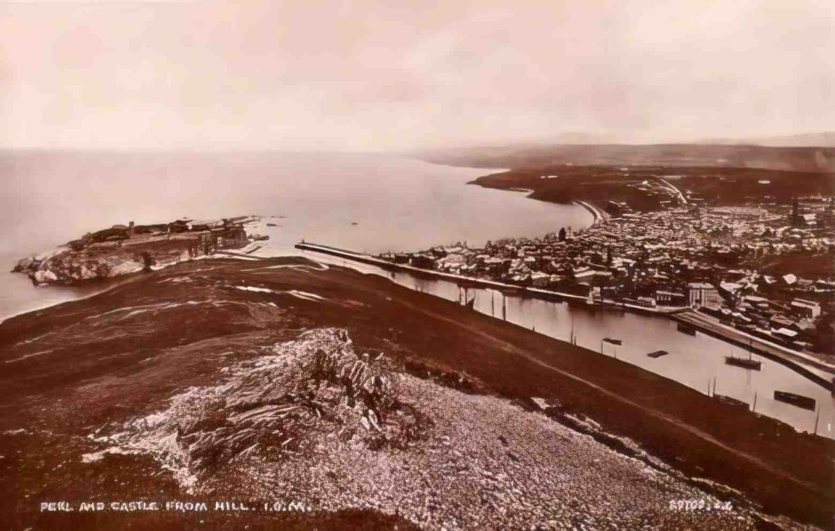 Isle of Man Peel Peel and Castle from the Hill Vintage A4 Photo Print