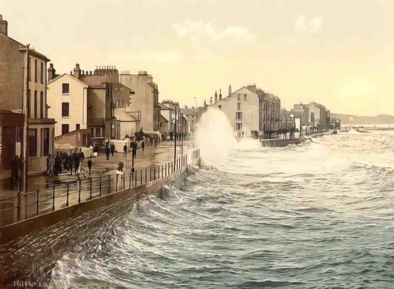 Isle of Man Ramsey Rough Sea Vintage A4 Photo Print
