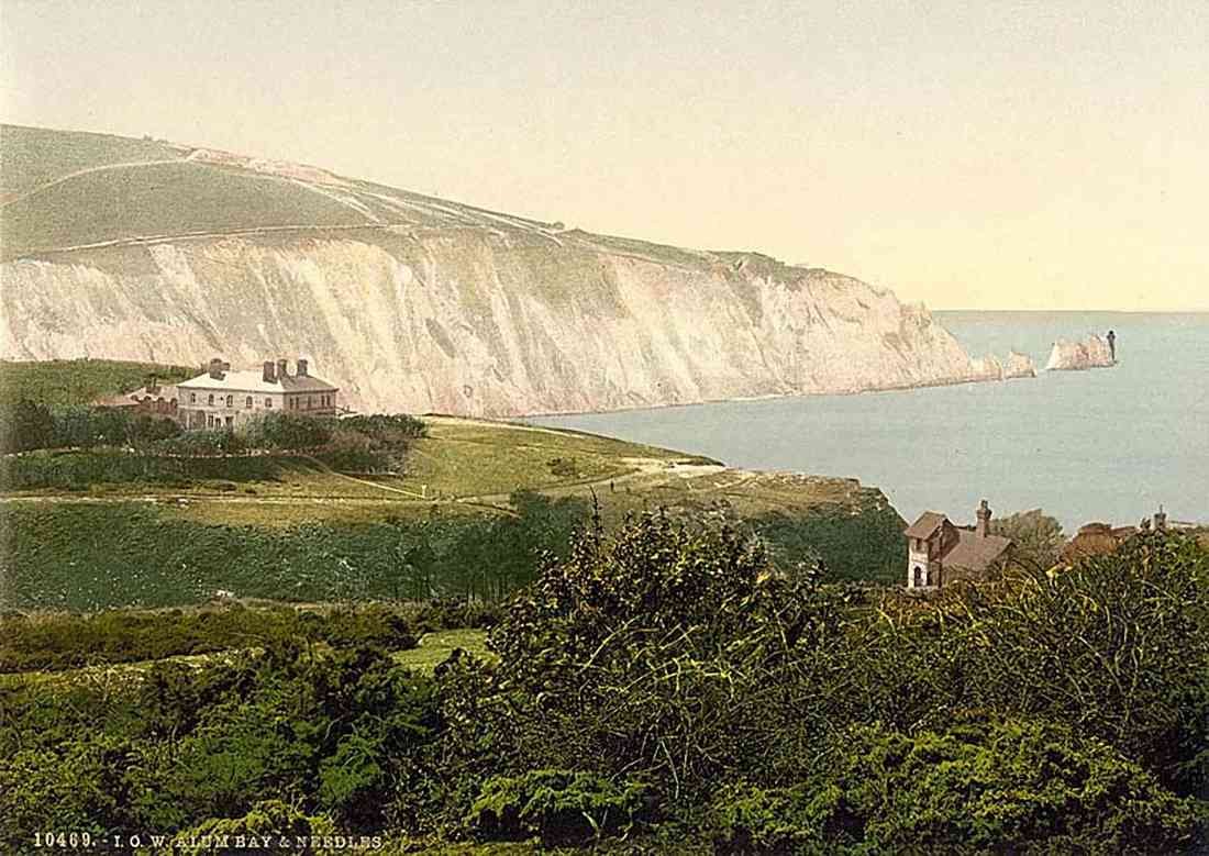 Isle of Wight Alum Bay and The Needles vintage old A4 Photo Print