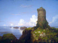 Italian Coast Scene With Ruined Towerthomas Cole A4 Photo Print