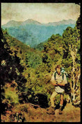 Italian Italy 036008 Tramping In Tasman Mountains, South Islands A4 Limited Edition Watercolour Print