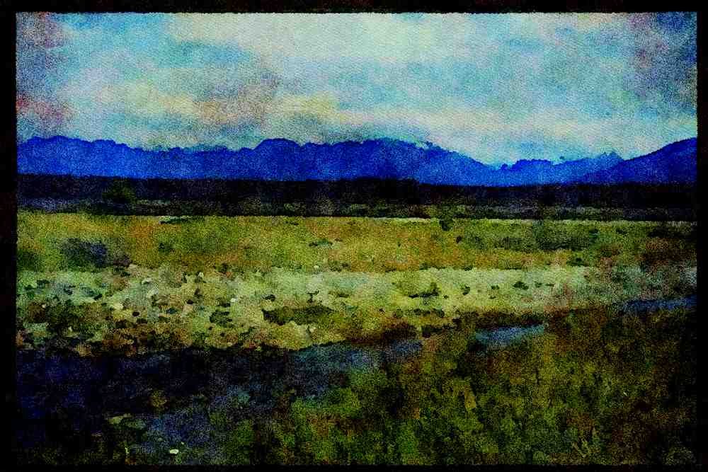 Italian Italy 036023 Field Of Lupins And Southern Alps, South Island A4 Limited Edition Watercolour Print