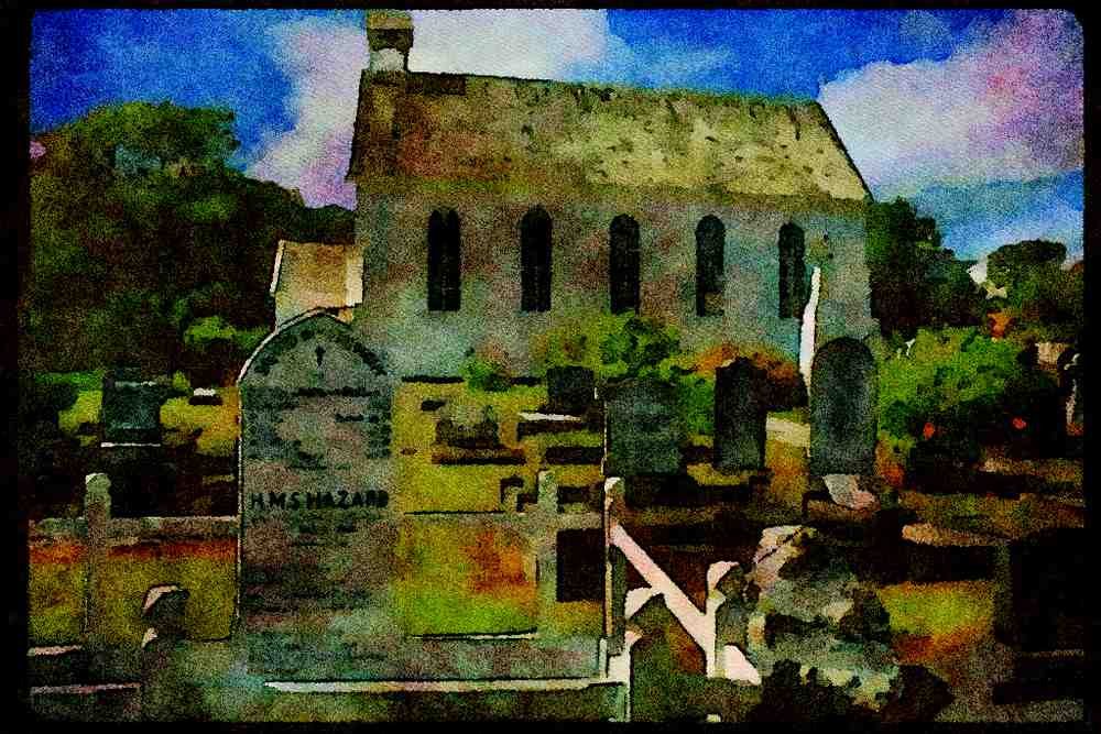 Italian Italy 036117 Christ Church Cemetery, Paimia A4 Limited Edition Watercolour Print