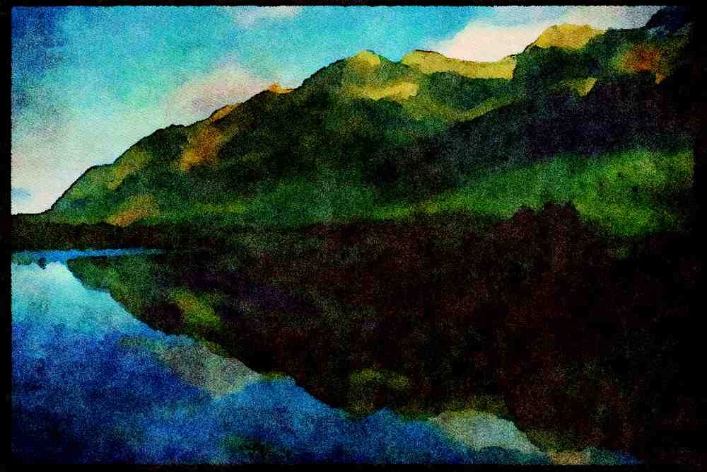Italian Italy 036151 Mirror Lakes A4 Limited Edition Watercolour Print