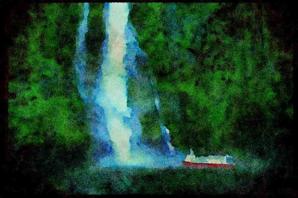 Italian Italy 036159 Stirling Falls, Milford Sound A4 Limited Edition Watercolour Print