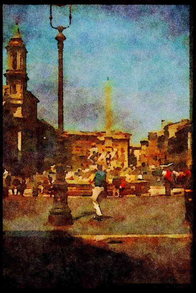 Italian Italy 111005 Piazza Navona, Rome A4 Limited Edition Watercolour Print