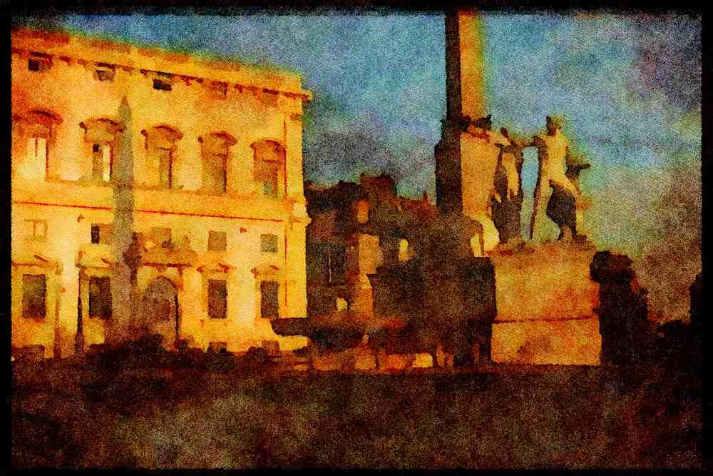 Italian Italy 111009 Piazza Del Quirinale, Rome A4 Limited Edition Watercolour Print