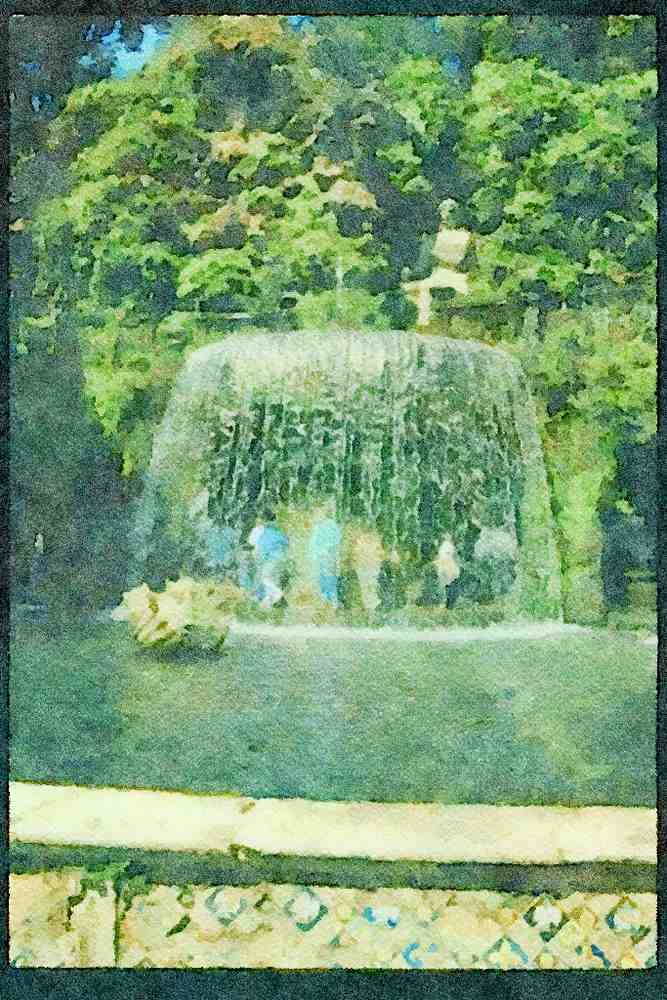 Italian Italy 111015 Oval Fountain, Villa Deste, Rome A4 Limited Edition Watercolour Print