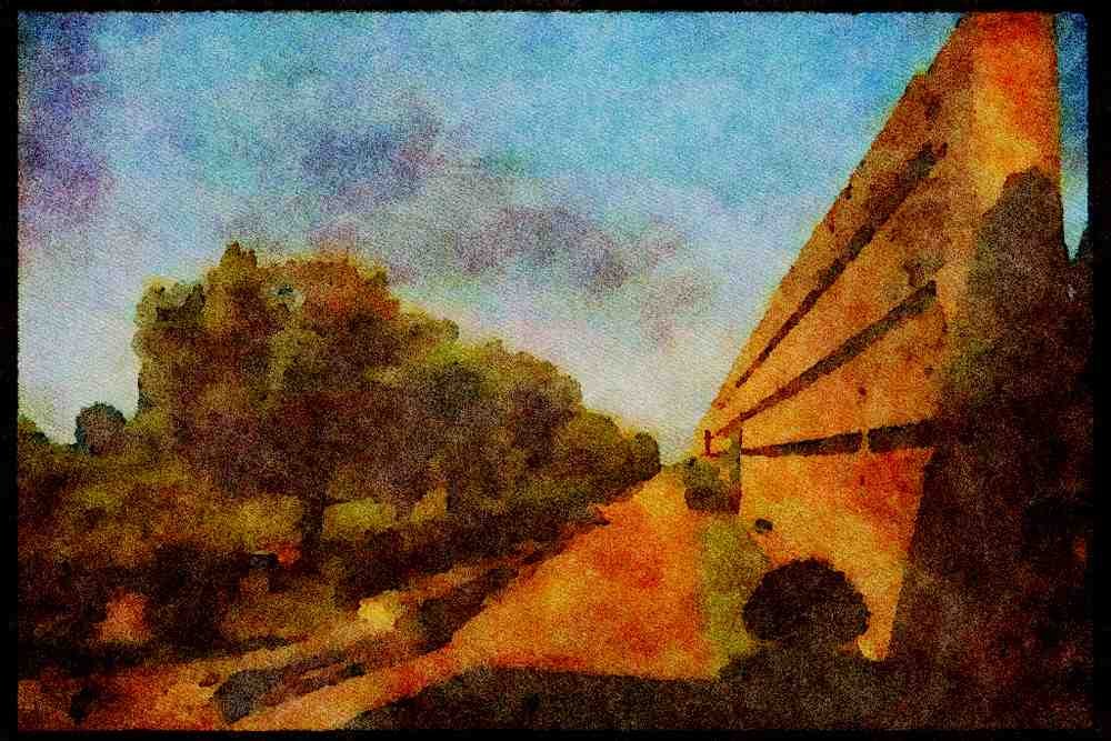 Italian Italy 111028 Poikile, North Wall, Hadrian's Villa A4 Limited Edition Watercolour Print
