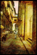 Italian Italy 111042 Narrow Street, Florence A4 Limited Edition Watercolour Print