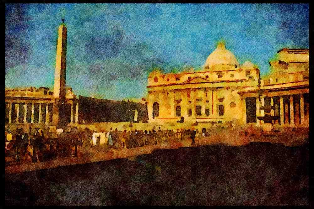 Italian Italy 111053 Piazza San Pietro, Rome A4 Limited Edition Watercolour Print