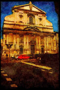 Italian Italy 111068 Front Facade Of Il Gesu, Rome A4 Limited Edition Watercolour Print