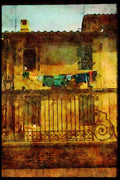 Italian Italy 111078 Old Building And Laundry, Siena A4 Limited Edition Watercolour Print