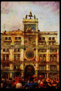 Italian Italy 111099 Clock Tower, Venice A4 Limited Edition Watercolour Print