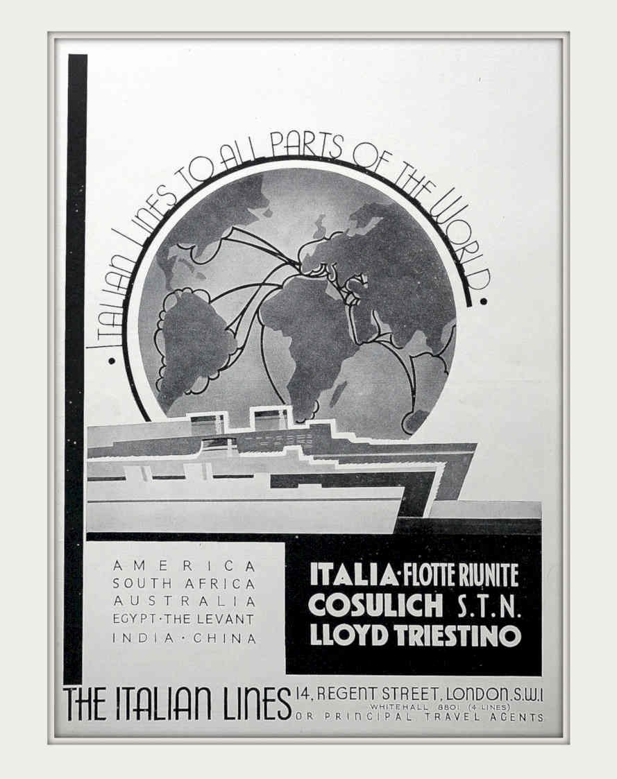 Italian Lines Globe Vintage Retro Advert Poster A4 Photo Print
