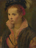Italian, North Portrait of a Lady in a Plumed Hat A4 Photo Print