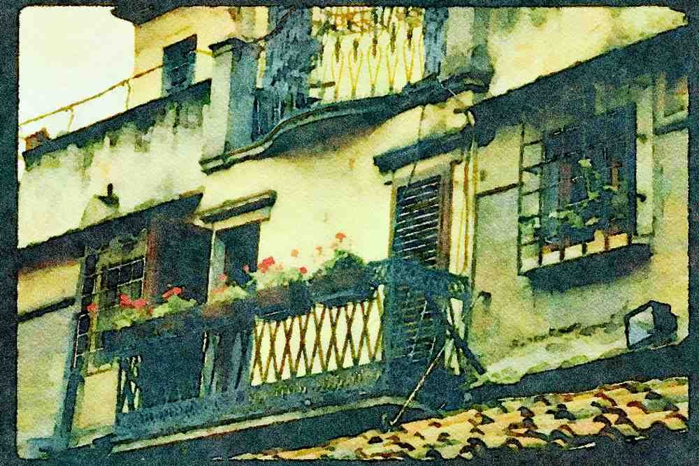Italy Italian 079021 Ancient Architecture, Florence A4 Limited Edition Watercolour Print