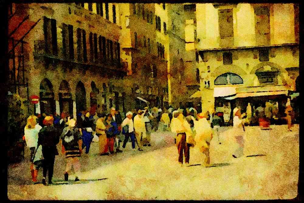 Italy Italian 079028 The Strozzi Square, Florence A4 Limited Edition Watercolour Print