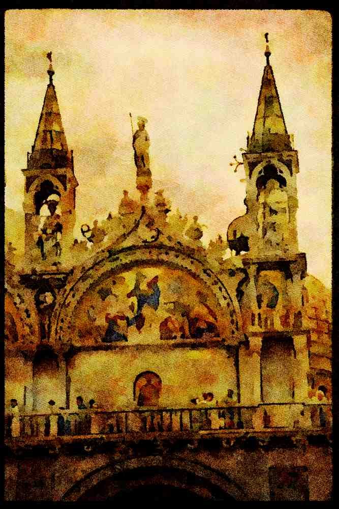 Italy Italian 079034 St. Mark's Cathedral, Venice A4 Limited Edition Watercolour Print
