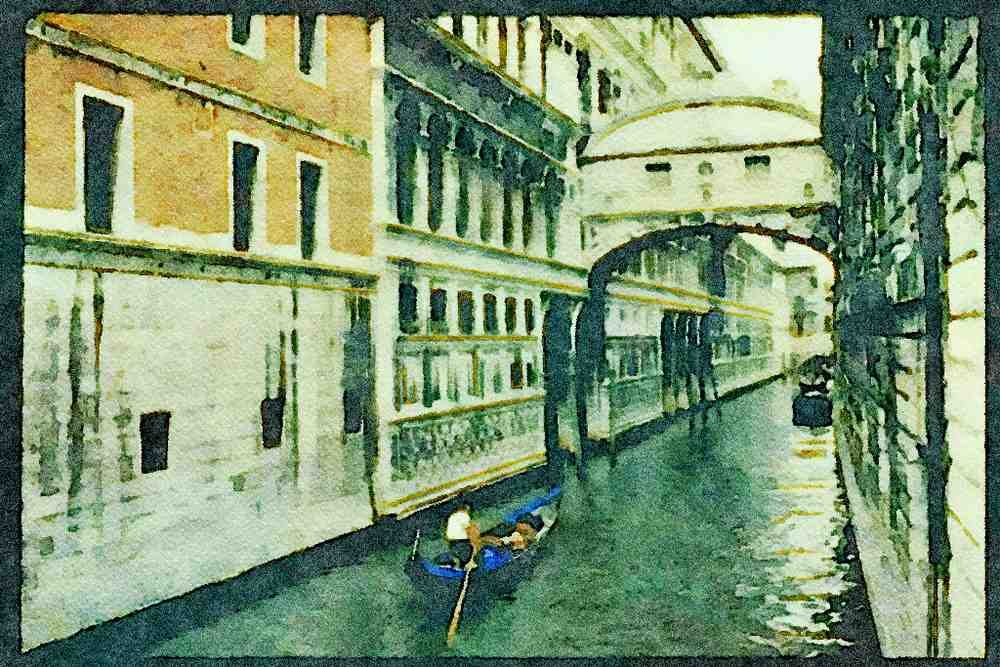 Italy Italian 079042 The Bridge Of Sighs, Venice A4 Limited Edition Watercolour Print