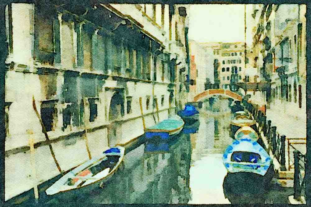 Italy Italian 079050 A Canal In Venice A4 Limited Edition Watercolour Print