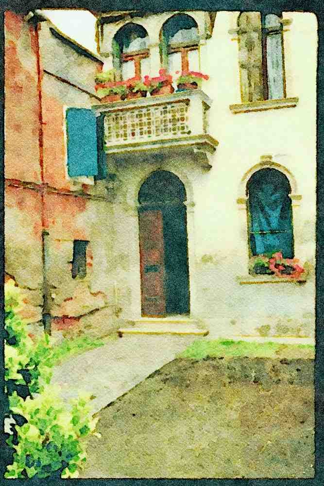Italy Italian 079054 Venice Garden A4 Limited Edition Watercolour Print