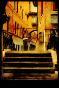 Italy Italian 079056 Bridge And Alley, Venice A4 Limited Edition Watercolour Print