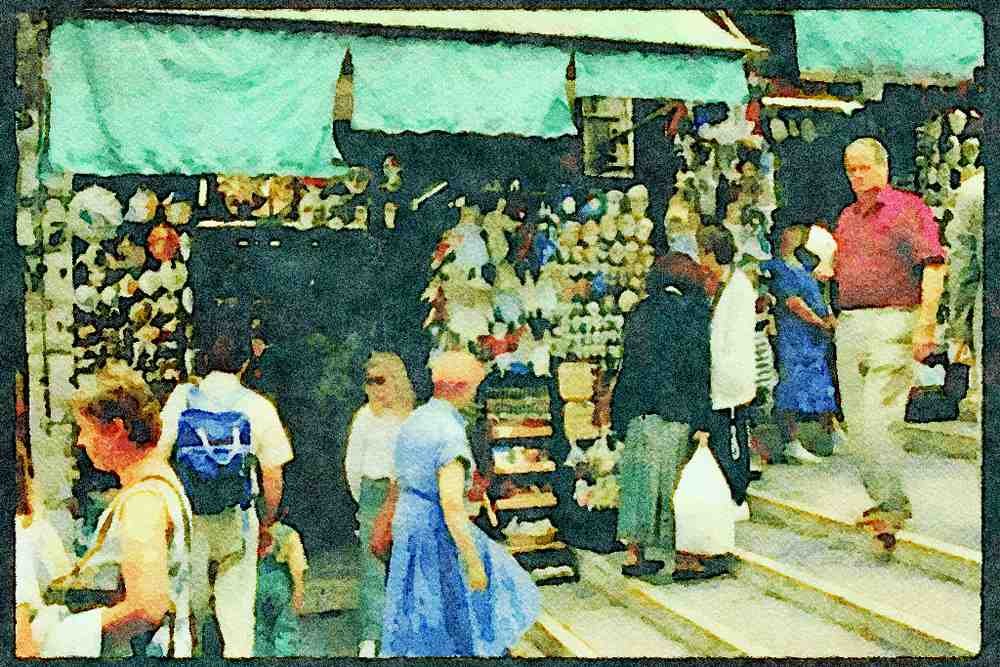 Italy Italian 079058 Rialto Bridge Shop, Venice A4 Limited Edition Watercolour Print