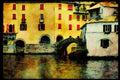 Italy Italian 079068 Bridge And Old House, Murano A4 Limited Edition Watercolour Print