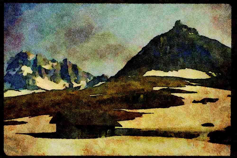 Italy Italian 079076 Chalet In The Dolomite Alps, Murano A4 Limited Edition Watercolour Print