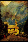 Italy Italian 079084 Canazei Church, Murano A4 Limited Edition Watercolour Print