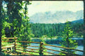 Italy Italian 079098 Di Carezza Lake And Landscape, Dolomite, Murano A4 Limited Edition Watercolour Print