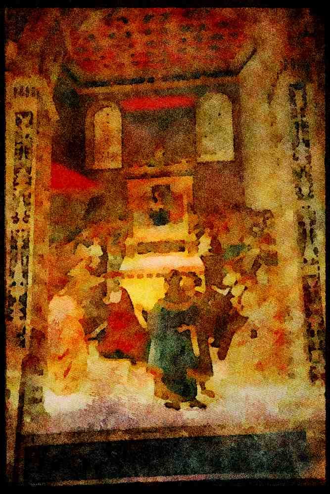 Italy visit 224038 Fresco By Pinturicchio, Cathedral, Sienna A4 Limited Edition Watercolour Print