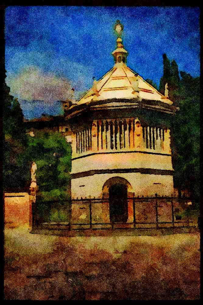 Italy visit 224059 Baptistry, Bergamo A4 Limited Edition Watercolour Print