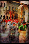 Italy visit 224061 Religious Procession, Assisi A4 Limited Edition Watercolour Print